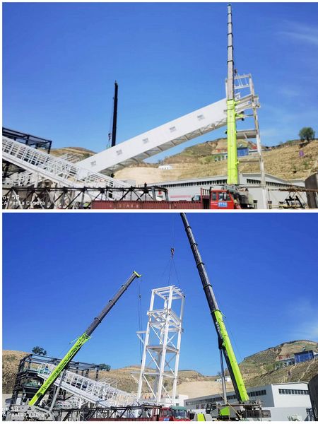 陕煤建设天工公司安装三部承建的储煤场 带式输送机栈桥吊装成功