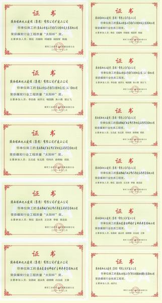 陕煤建设矿建二公司多项工程荣获煤炭行业优质工程及“太阳杯”荣誉称号