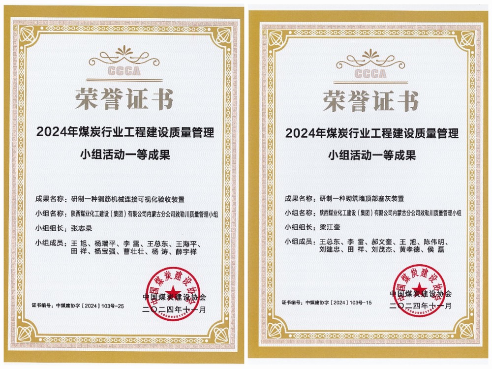 陕煤建设内蒙古分公司：中煤建协QC成果再创佳绩